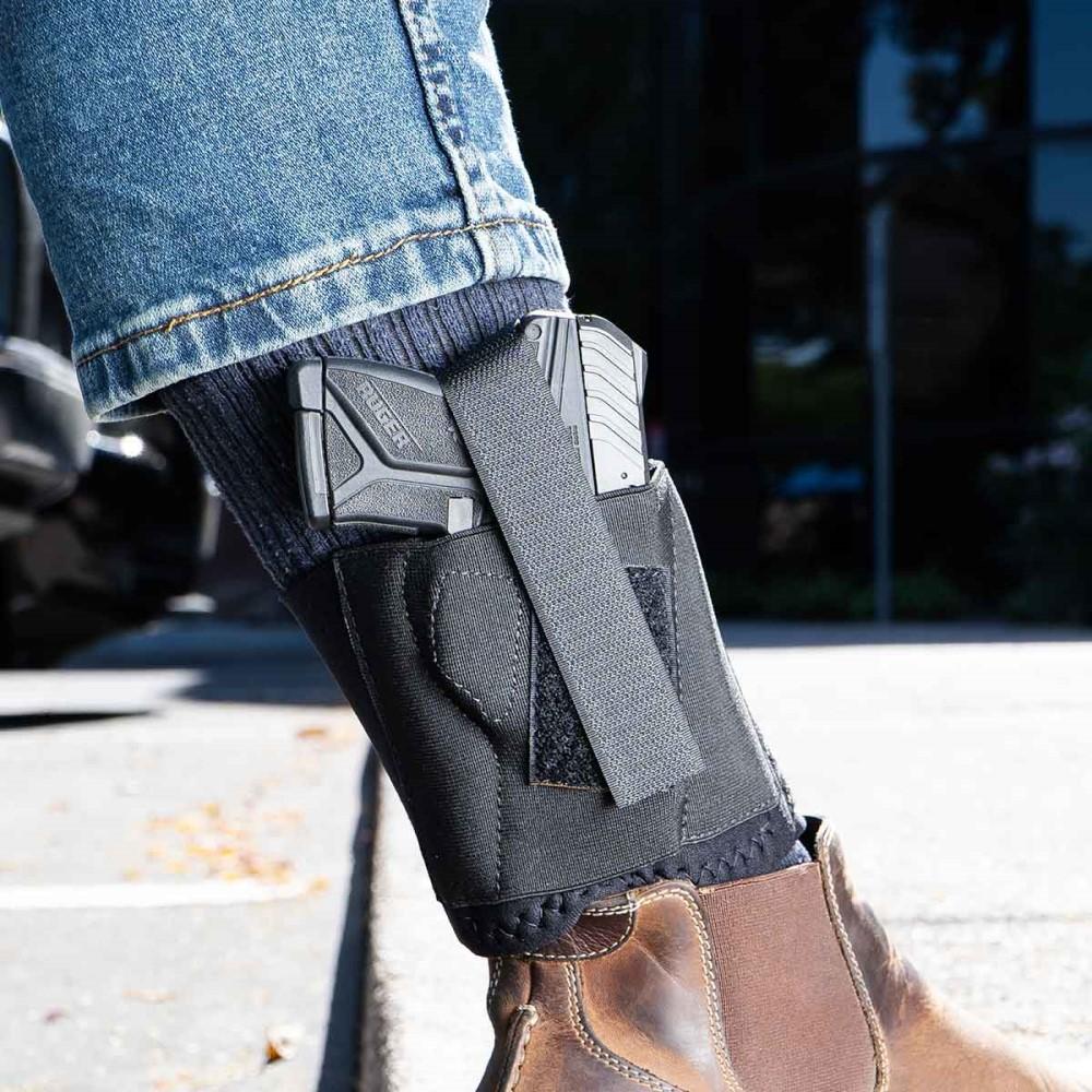 Galco Cop Ankle Band Holster Medium Black Neoprene Velcro Fits Sig P365/Glock 42/Ruger LCP II Right Hand