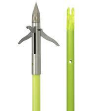 Muzzy Iron 3-Blade Fish Point with High-Vis Chartreuse Bowfishing Arrow