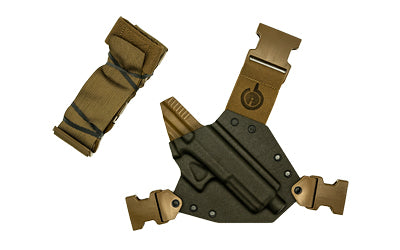 GunfightersINC, Kenai Chest Holster, Kydex Shell, Nylon Harness, For Gen 5 Glock 20/21, Gray Shell, Coyote Brown Harness, Right Hand