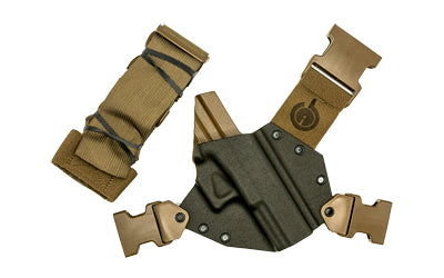 GunfightersINC Kenai Chest Holster for Glock 20/21 Gen 1-4, Kydex Shell, Gray/Coyote Brown Nylon Harness, Right Hand