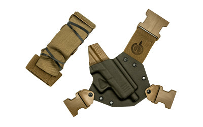GunfightersINC Kenai Chest Holster for Glock 43X MOS, Kydex Shell, Nylon Harness, Gray/Coyote Brown, Right Hand KN-G43X-040221