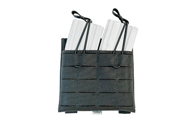 Grey Ghost Gear Double AR-15 Mag Pouch, Black, Laminate, Open-Top Bungee Retention, 2 MALICE Clips Included 1086-2