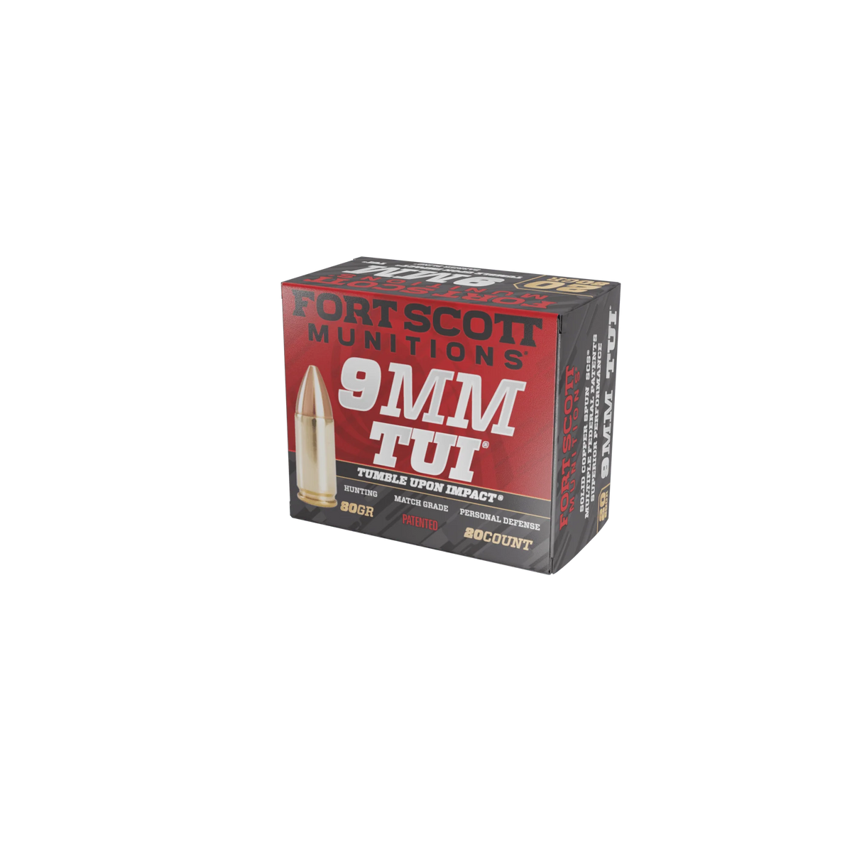 Fort Scott Munitions 9MM080SCV Tumble Upon Impact (TUI) Solid Copper Spun CS 80 Grain 9mm Luger/Parabellum