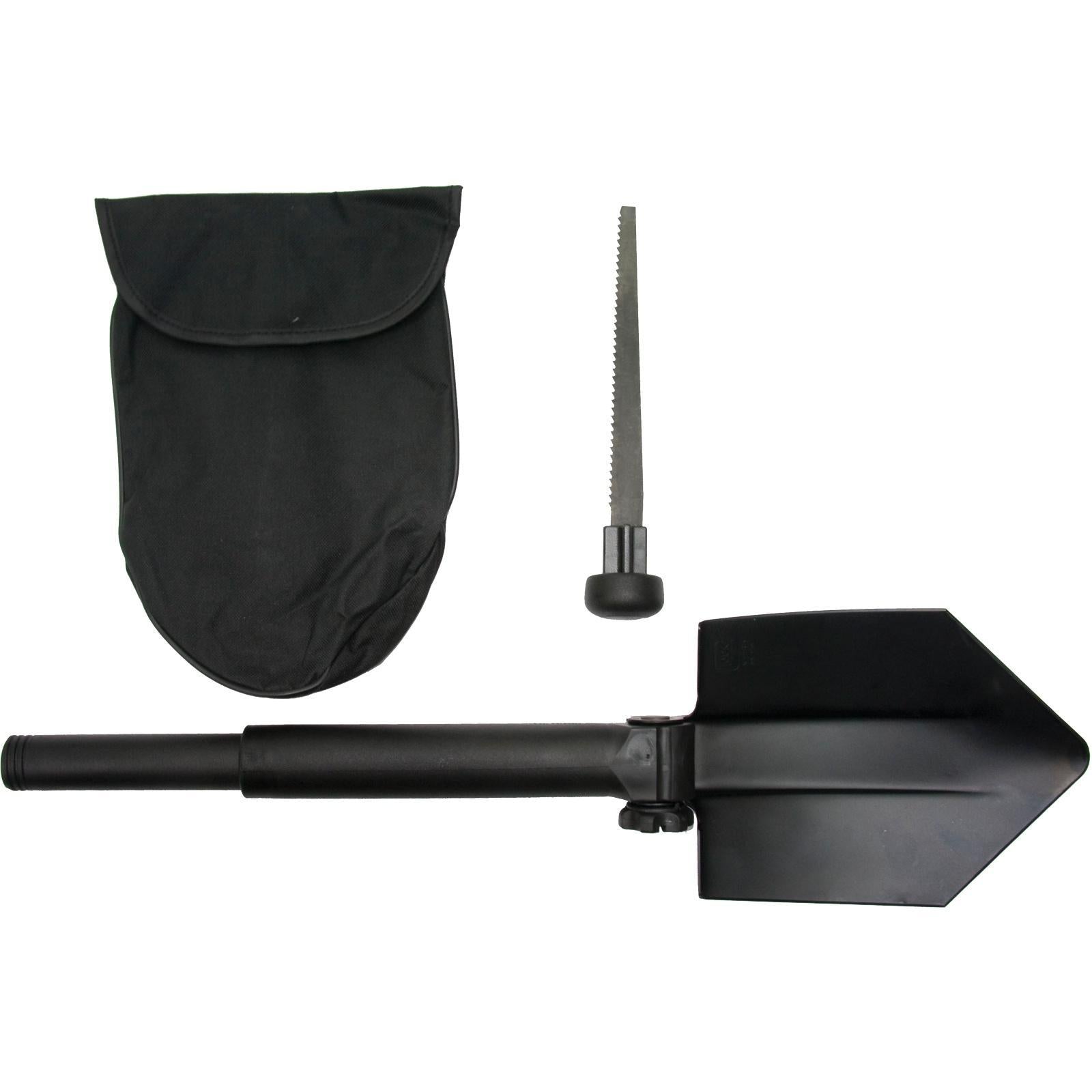 Glock ET17070 Folding Entrenching Tool Three-Position Adjustment with Saw and Nylon Pouch, Black Polymer