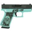 Glock 43X "Sugar Skull Glitter" Robin's Egg Blue Handgun 9mm Luger 10rd Magazines(2) 3.4" Barrel Accessory Rail USA Made