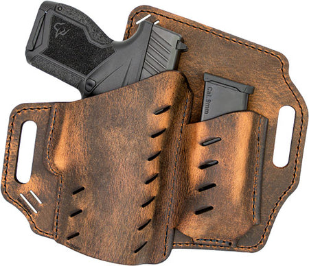 VersaCarry Guardian OWB Holster w/Flex Vent and Mag Pouch RH Size 3 Distressed Brown