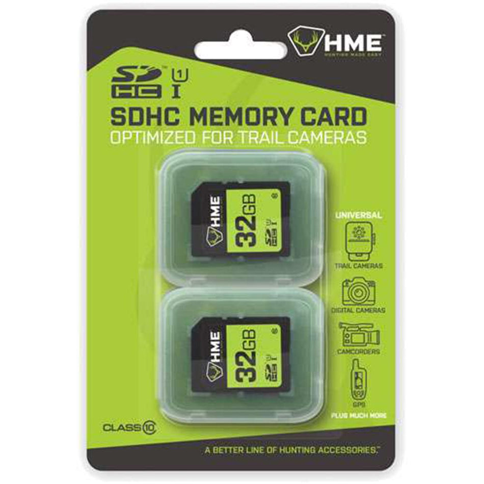 HME 32GB SDHC Memory Cards 2-Pack for Trail Cameras and Devices
