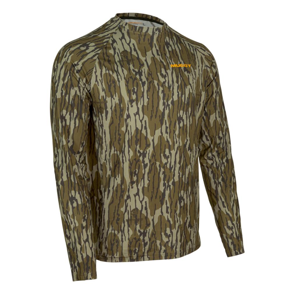 Muddy TRX Base Layer Crew Long Sleeve Shirt in Mossy Oak Bottomland - Small