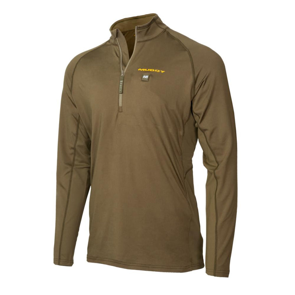 Muddy Nucleus Heated Quarter Zip Long Sleeve Base Layer Shirt Brown Clay Small
