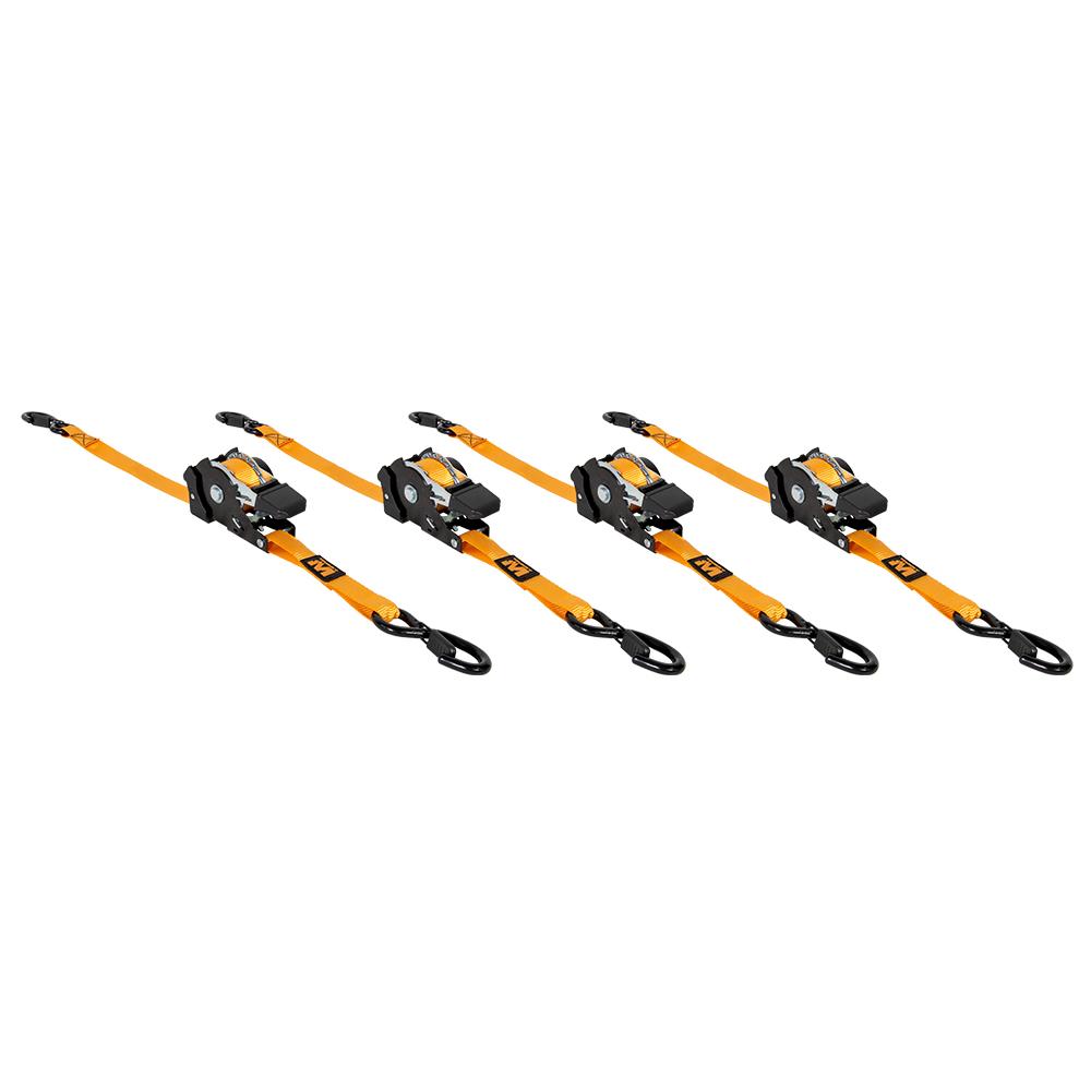 Muddy Retractable Ratchet Straps 1"x10ft Orange 4-Pack