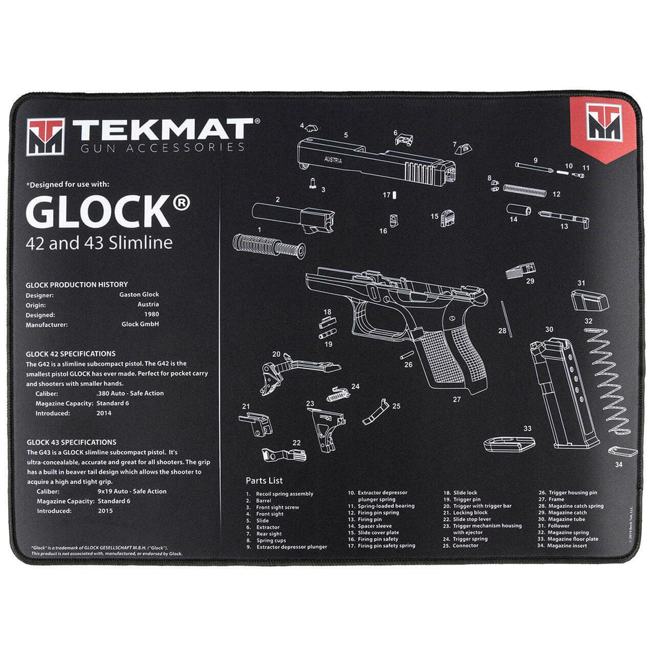 TekMat Ultra 20 Gun Cleaning Mat for Glock 42 and 43