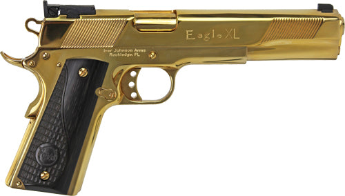 IVER JOHNSON EAGLE XL 10MM 6" 24K GOLD BLACK WOOD