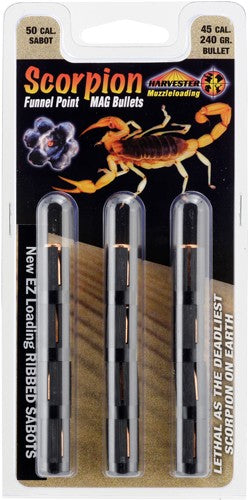 Harvester Scorpion 50 Cal 240gr .451 Funnel Point Crush Rib Sabot 12-Count