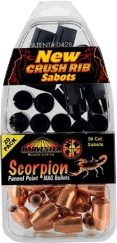 Harvester Scorpion 50 Cal 260gr .451 Funnel Point MAG Sabot 20-Count