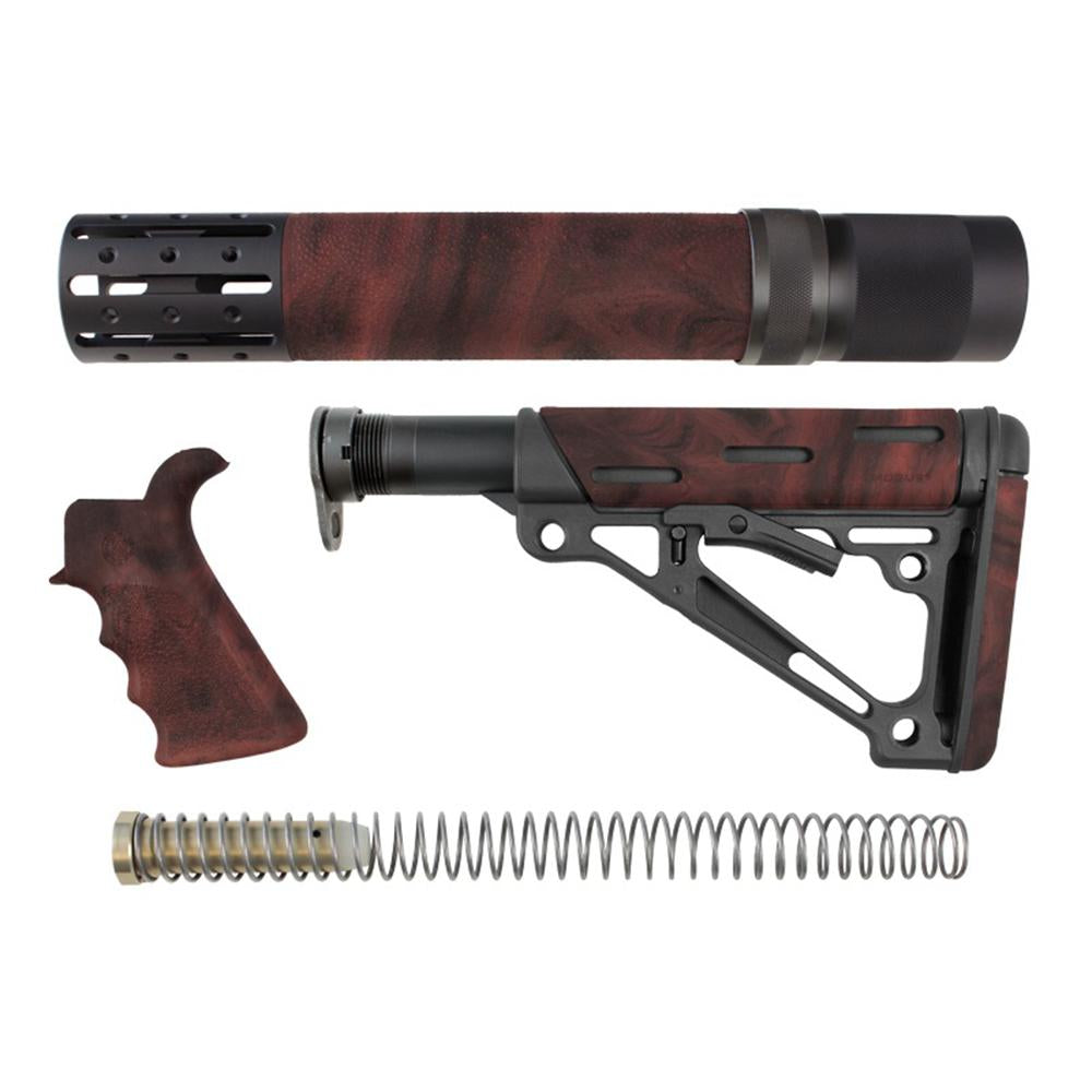 Hogue AR-15/M-16 Overmolded Grip Forend and Collapsible Buttstock Kit Red Lava