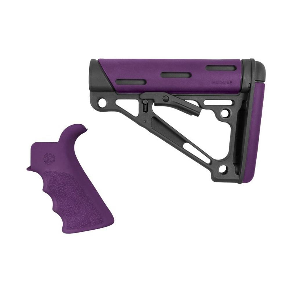 Hogue AR-15/M16 OverMolded Beavertail Grip and Collapsible Buttstock Kit Purple
