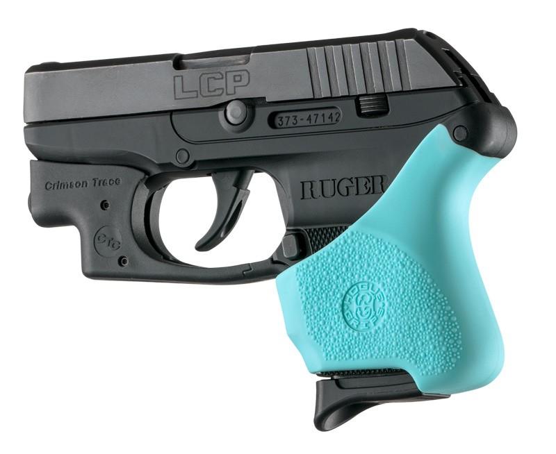 Hogue Handall Hybrid Ruger LCP Crimson Trace Button Grip Sleeve in Aqua
