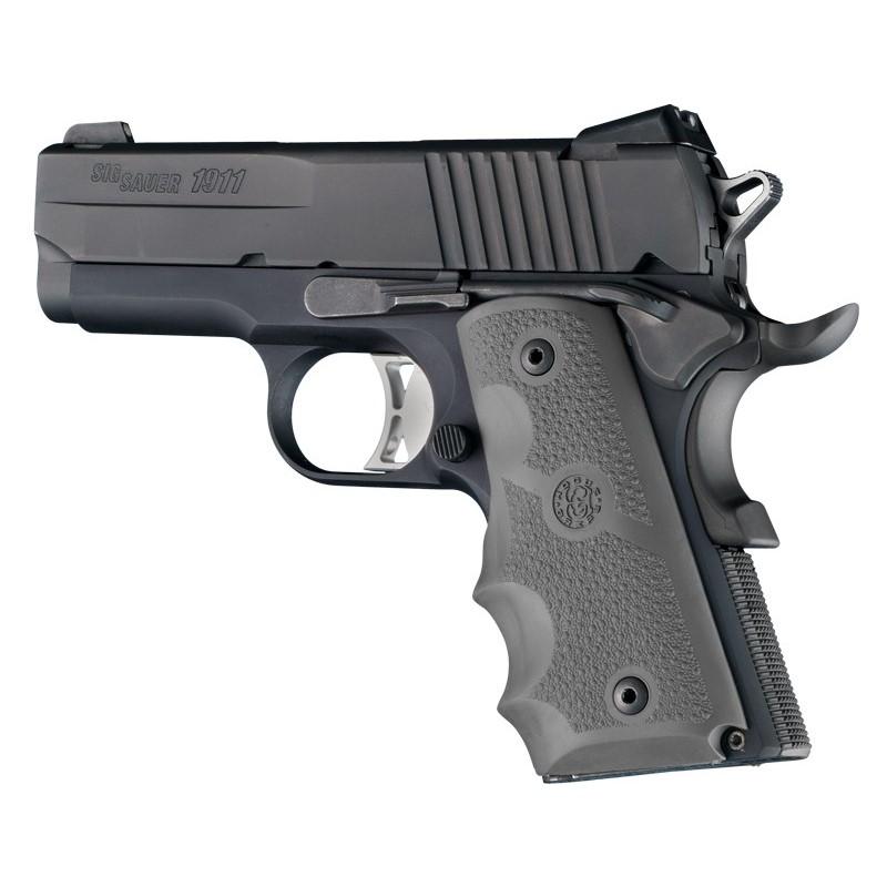Hogue 1911 Officer Model Rubber Handgun Grip with Finger Grooves Slate Grey