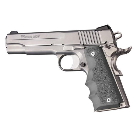 Hogue 1911 Government Rubber Handgun Grips with Finger Grooves Slate Grey