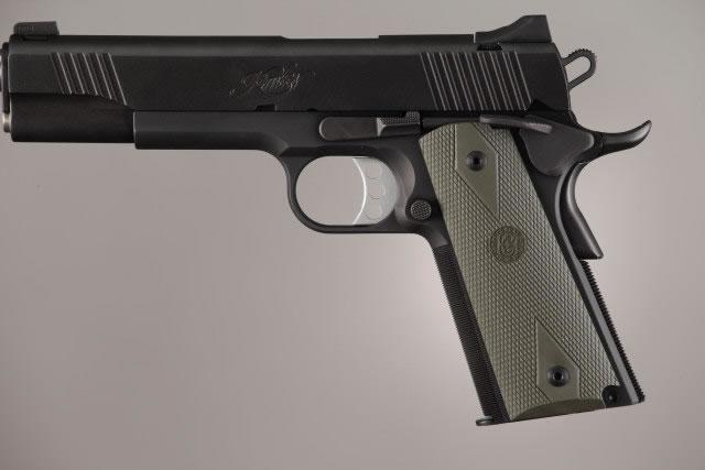 Hogue Colt Government 1911 .45 Checkered Rubber Grip Panels with Diamonds - OD Green