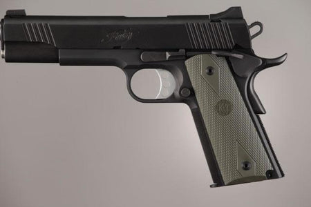 Hogue Colt Government 1911 .45 Checkered Rubber Grip Panels with Diamonds - OD Green
