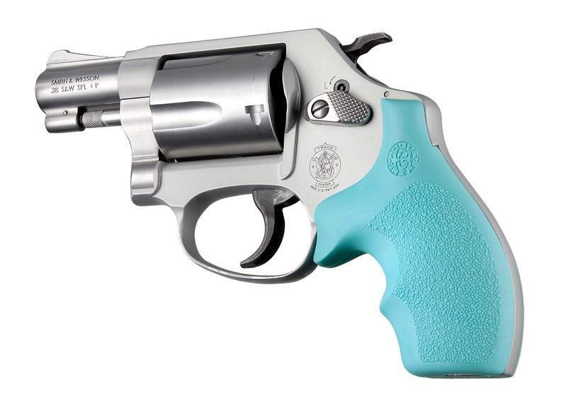 Hogue Rubber Bantam Style Grip S&W J Frame Round Butt Aqua