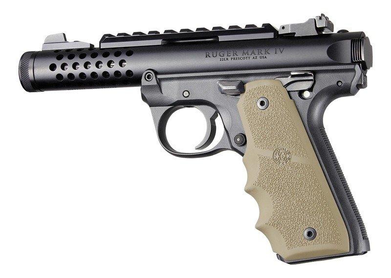 Hogue Ruger 22/45 MKIV Rubber Grip with Finger Grooves Flat Dark Earth