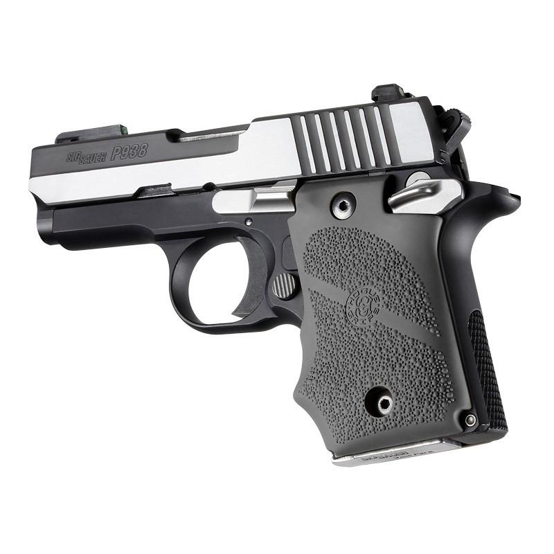 Hogue SIG Sauer P938 Ambi Safety OverMolded Rubber Grip Finger Grooves Slate Grey