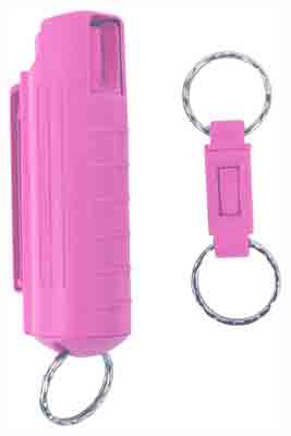 Sabre 3-N-1 Pepper Spray with Pink Hard Case and Quick Release Key Ring, 15g