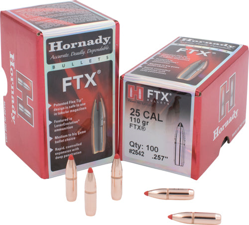 Hornady 25 Cal .257 110gr FTX InterLock Bullets 100PK