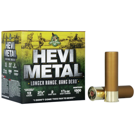 HEVI-Shot HS38502 HEVI-Metal Longer Range 12 Gauge 3.5" 1-1/2oz 2 Shot 1500 fps