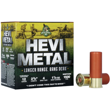 HEVI-Shot HS38704 HEVI-Metal Longer Range 12 Gauge 2.75" 1-1/8oz 4 Shot 1500 fps