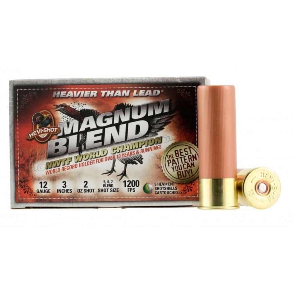 HEVI-Shot HS41255 Magnum Blend Turkey 12 Gauge 3" 2oz 5/6/7 Shot 1200 fps