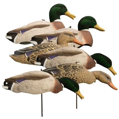 Higdon Outdoors Magnum Full Form Shell Mallard Decoy Variety Pack - Flocked Heads 6pk
