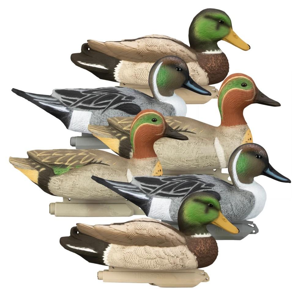 Higdon Late Season Puddle Pack Standard Foam Drakes 6-Count 2 Mallard 2 Pintail 2 GW Teal