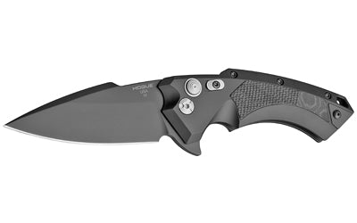 Hogue X5 Flipper Folding Knife, 4" CPM-154 Spear Point Blade, Black Cerakote, Black Anodized Aluminum Frame with G-Mascus Inserts 34559