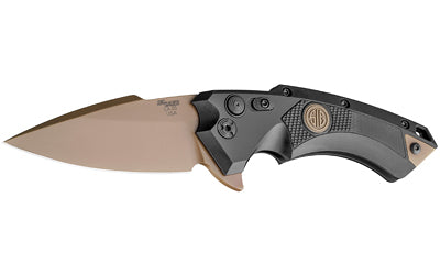 Hogue X5 SIG Emperor Scorpion Folding Knife, 3.5" CPM-154 Spear Point, FDE PVD Blade, Black Anodized Aluminum Frame with G10 Inserts 36570