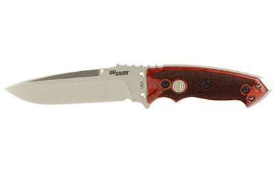 Hogue SIG EX-F01 Stainless Elite Fixed Blade Knife, 5.5" Drop Point A2 Tool Steel, Tumbled Silver Finish, Rosewood Handle, MOLLE Sheath 37175