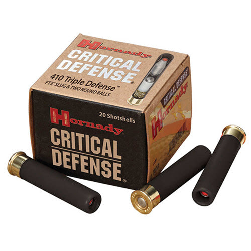 Hornady Critical Defense Triple Defense 2 Round Balls/1 Slug Triple Defense FTX Slug & 2 round balls .410 Bore 2.5 in / 2.5 in Slug / Buckshot 9/16 oz