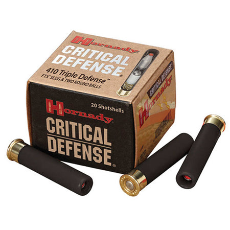Hornady Critical Defense Triple Defense 2 Round Balls/1 Slug Triple Defense FTX Slug & 2 round balls .410 Bore 2.5 in / 2.5 in Slug / Buckshot 9/16 oz