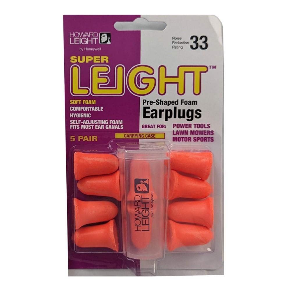 Howard Leight Super Leight Disposable Foam Earplugs NRR 33dB Orange - 5 Pairs
