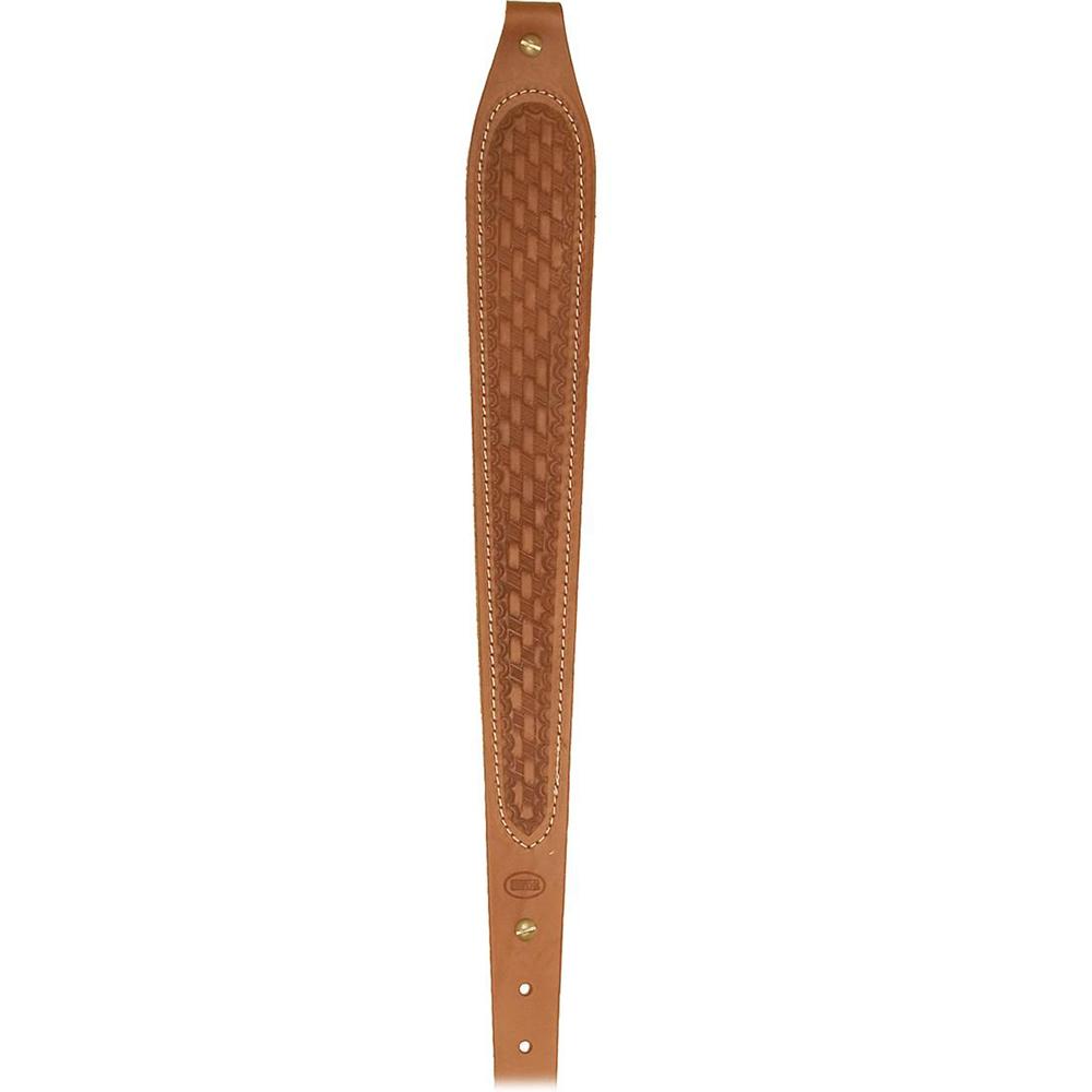 Hunter Suede Lined Cobra Rifle Sling Basket Weave Chestnut Tan Leather
