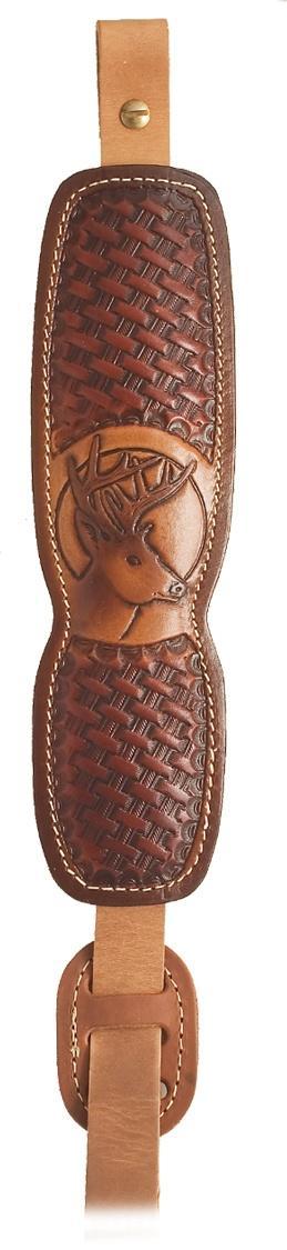 Hunter ProHunter Padded Leather Rifle Sling - Deer Head Graphic