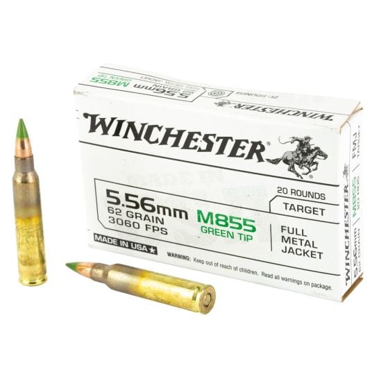 Winchester M855 5.56x45mm 62gr FMJLC Ammo