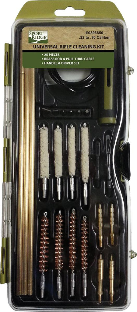 TacShield Sport Ridge Universal Rifle Cleaning 25pc Kit with Brass Rods Hard Case