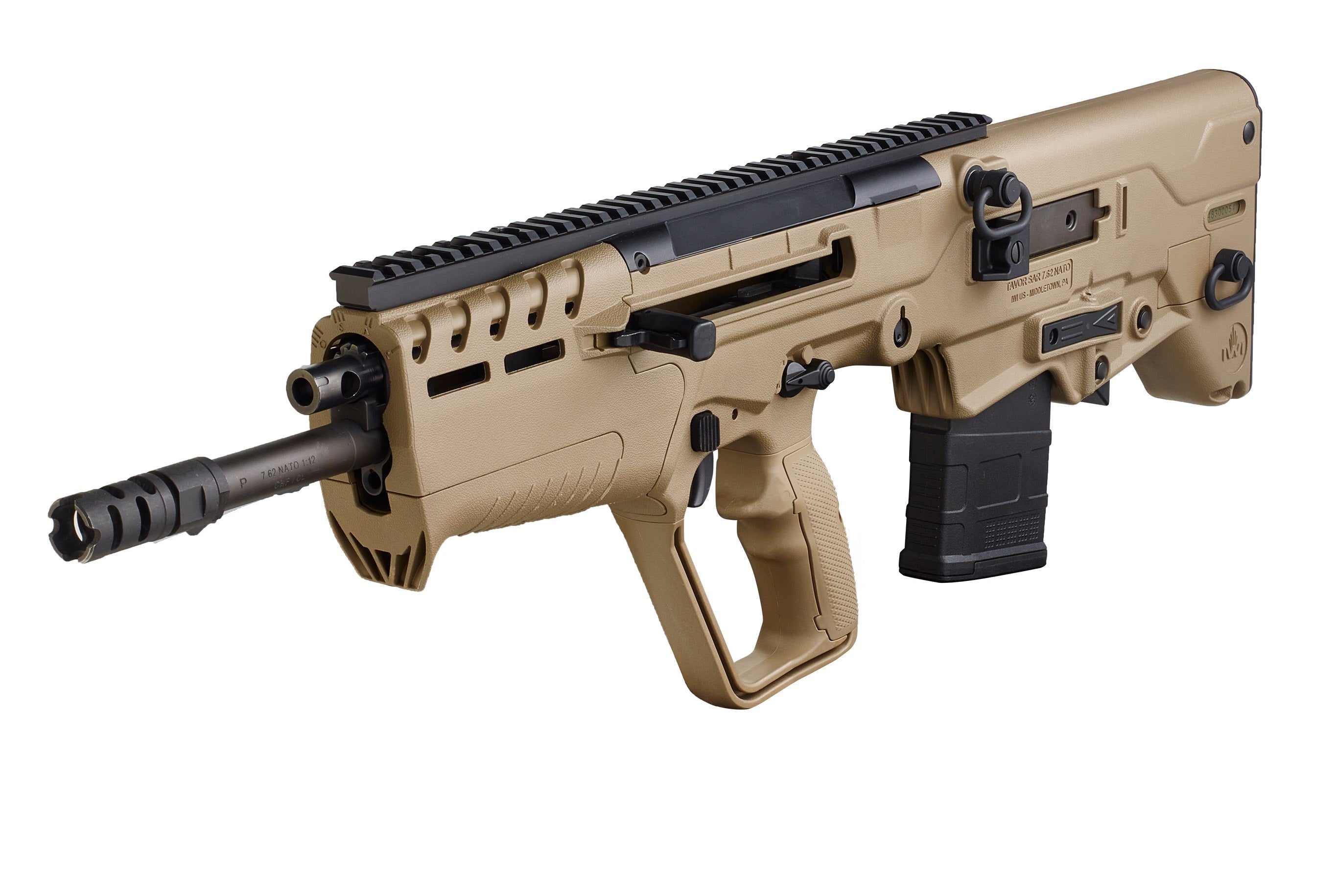 IWI US T7F1610 Tavor 7 7.62x51mm NATO Caliber with 16.50" Barrel, 10+1 Capacity, Flat Dark Earth Metal Finish, Flat Dark Earth Fixed Bullpup Stock & Flat Dark Earth Polymer Grip Right Hand