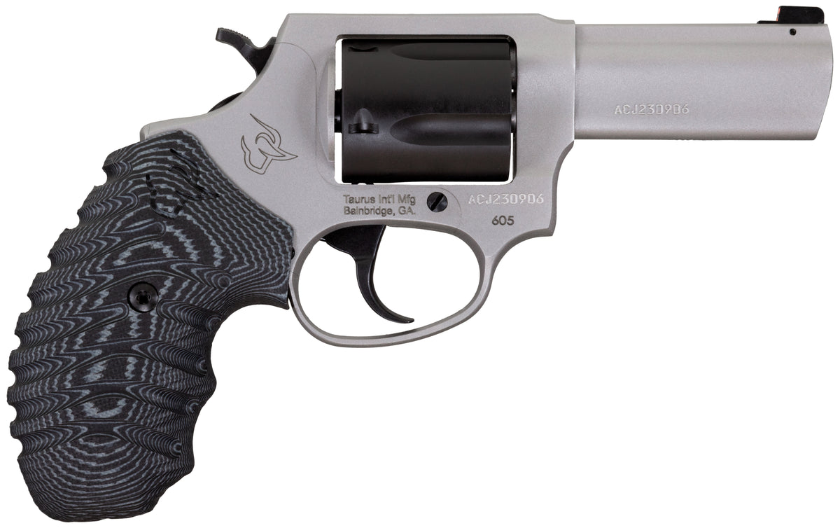 Taurus 260535NSVZ Defender 605 SA/DA 357 Mag/38 Special +P 5rd 3" Matte Stainless Steel Barrel, Matte Black Cylinder, Matte Finish Stainless Steel Frame, Black/Gray VZ Grip, Night Front Sight