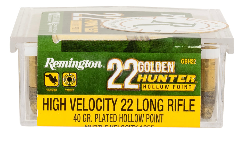 Remington R21251 Golden Hunter Plated Hollow Point  40 Grain .22 Long Rifle