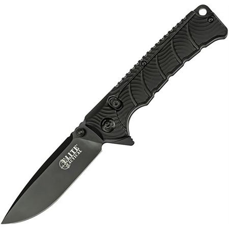 Master Cutlery Elite Tactical Backdraft Drop Point Folding Knife 3.5" Blade Black