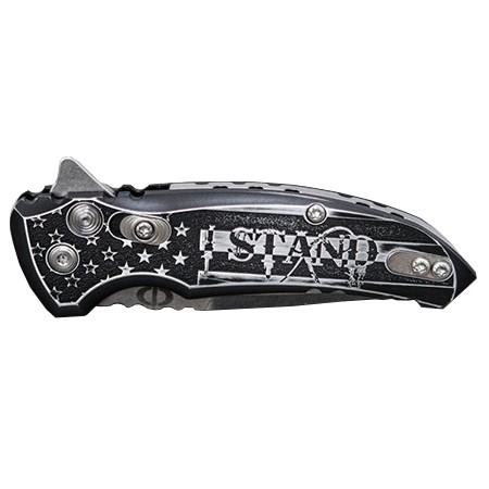 Hogue X1-Microflip 2.75" Button Lock Flipper Knife Custom Outlaw Ordnance I Stand Engraving